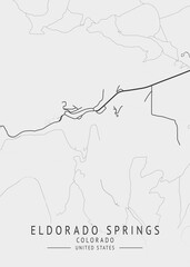 Eldorado Springs - Colorado - US Gray Map Art