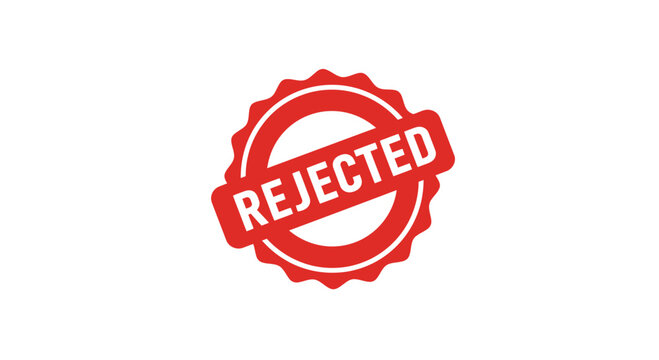 Red rejected stamp design graphic vector illustration denied disapproval negative decline refuse on transparent background