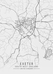 Exeter - South West England UK Gray City Map_062