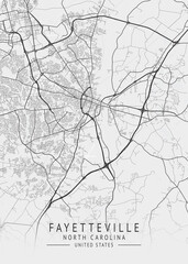 Fayetteville - North Carolina - US Gray Map Art