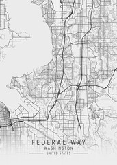 Obraz premium Federal Way - Washington - US Gray Map Art