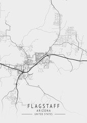 Flagstaff - Arizona - US Gray Map Art
