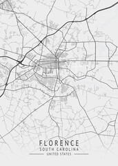 Florence - South Carolina - US Gray Map Art