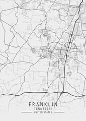 Franklin - Tennessee - US Gray Map Art