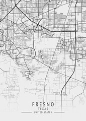 Obraz premium Fresno - Texas - US Gray Map Art