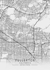 Fototapeta premium Fullerton - California - US Gray Map Art
