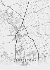 Georgetown - Texas - US Gray Map Art