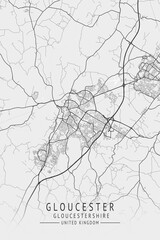 Gloucester -  Gloucestershire UK Gray City Map_656
