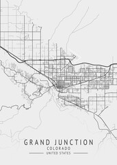 Grand Junction - Colorado - US Gray Map Art