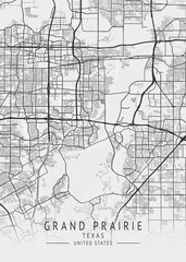 Grand Prairie - Texas - US Gray Map Art