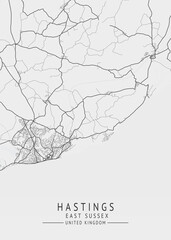 Obraz premium Hastings - East Sussex UK Gray City Map_473