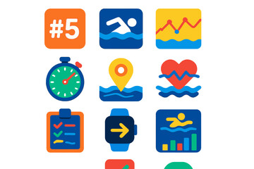 Fototapeta premium Set of icons for a fitness app