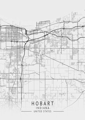 Hobart - Indiana - US Gray Map Art