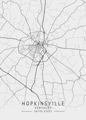 Obraz premium Hopkinsville - Kentucky - US Gray Map Art