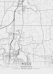 Obraz premium Hugo - Minnesota - US Gray Map Art