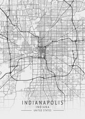 Indianapolis - Indiana - US Gray Map Art