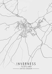 Obraz premium Inverness - Scotland UK Gray City Map_972