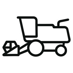 Fototapeta premium Black outline of combine harvester icon representing agricultural machinery