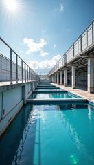 Urban communication systems with long channel water flowing, clean aqua water flowing between buildings. These urban communication systems are modern infrastructure that supports life.