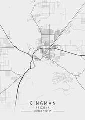 Kingman - Arizona - US Gray Map Art