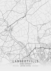 Obraz premium Lambertville - New Jersey - US Gray Map Art