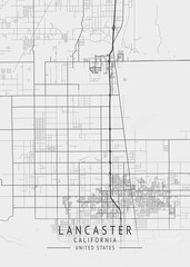 Lancaster - California - US Gray Map Art