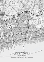 Obraz premium Levittown - New York - US Gray Map Art