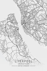 Naklejka premium Liverpool - Merseyside UK Gray City Map_081