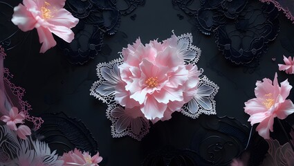 Delicate Pink and White Flower Illustration with Soft Textures
