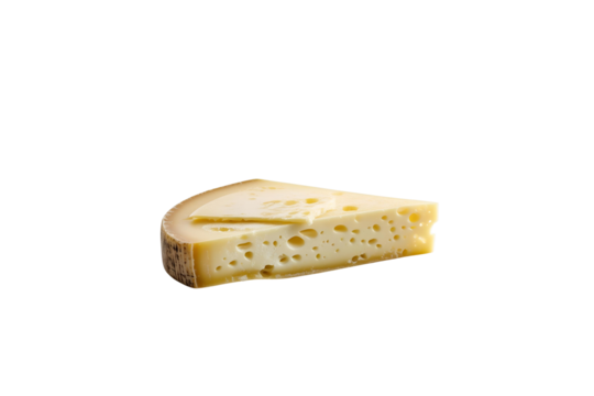 a cheese piece, set against a white backdrop, with a clear design, and with a great rendering, ready to be eaten, it has a perfect style, the background is clean, with no background.
