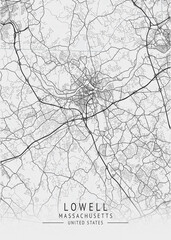 Lowell - Massachusetts - US Gray Map Art