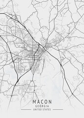 Obraz premium Macon - Georgia - US Gray Map Art