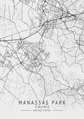 Obraz premium Manassas Park - Virginia - US Gray Map Art