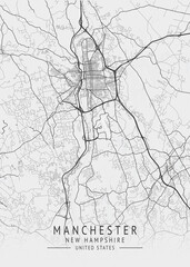 Manchester - New Hampshire - US Gray Map Art