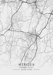 Meriden - Connecticut - US Gray Map Art