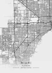 Miami - Florida - US Gray Map Art