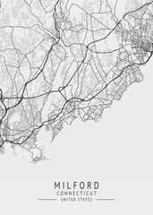 Milford - Connecticut - US Gray Map Art