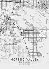 Moreno Valley - California - US Gray Map Art