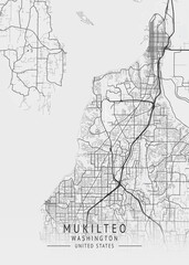 Obraz premium Mukilteo - Washington - US Gray Map Art