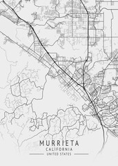 Murrieta - California - US Gray Map Art