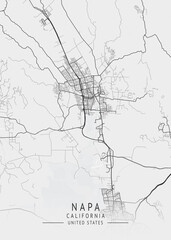 Napa - California - US Gray Map Art