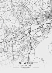 Obraz premium Newark - Delaware - US Gray Map Art