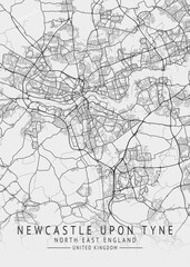 Obraz premium Newcastle Upon Tyne - North East England UK Gray City Map_735