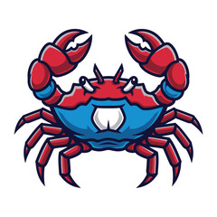 Coastal Crab: A striking digital illustration of a vibrant crab, showcasing bold colors and playful charm, perfect for design projects or seaside themes.