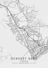Fototapeta premium Newport News - Virginia - US Gray Map Art
