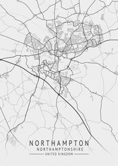 Obraz premium Northampton - Northamptonshire UK Gray City Map_038
