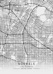 Norwalk - California - US Gray Map Art