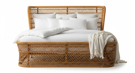 bed with pillows isolated on white