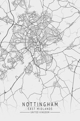 Obraz premium Nottingham - East Midlands UK Gray City Map_740