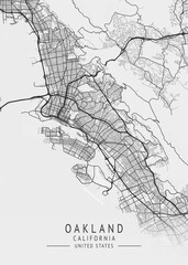 Oakland - California - US Gray Map Art